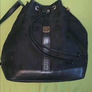 Vintage MCM Jacquard Bucket Bag Black on Black
